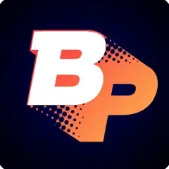 โลโก้ตัวอักษร BP สีส้ม ในแถบค่ายเกม