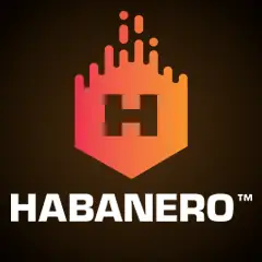 โลโก้ Habanero ไอคอนสีส้มบนพื้นดำ ในแถบค่ายเกม