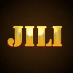 โลโก้ JILI ตัวอักษรสีทอง ในแถบค่ายเกม