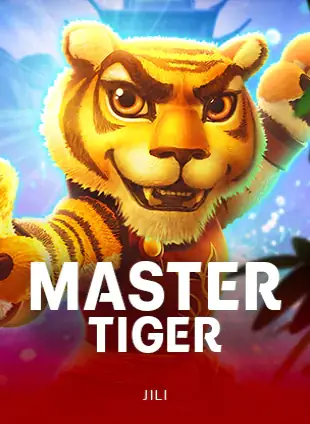ปกเกมสล็อต Master Tiger ป้าย JILI ภาพเสือสีทองบนพื้นส้มแดง ประกอบหน้าเข้าสู่ระบบ