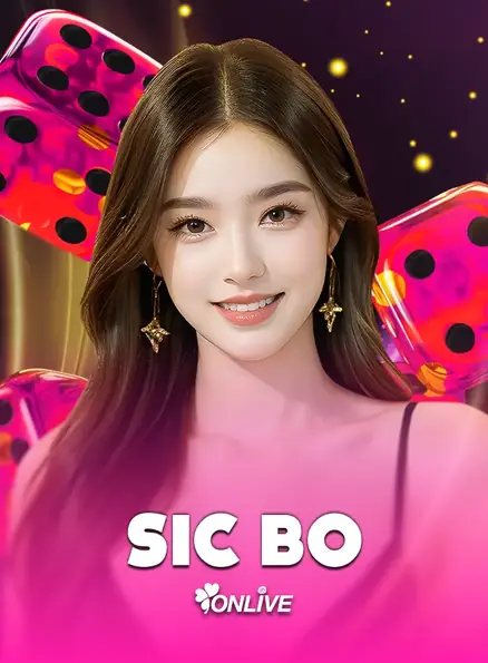 ปกโต๊ะคาสิโนสด Sic Bo ป้าย ONLIVE ภาพดีลเลอร์หญิงกับลูกเต๋าสีแดง ในหน้าแรกรีวิว
