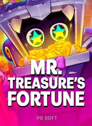 ปกเกมสล็อต Mr. Treasure's Fortune ป้าย PG SOFT ภาพหีบสมบัติตาดาว ประกอบหน้าเครดิตฟรี 50