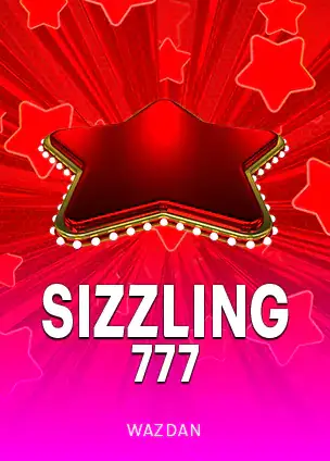 ปกเกมสล็อต Sizzling 777 ป้าย WAZDAN ภาพดาวสีแดงกับเลข 777 บนพื้นชมพู ในรายการสล็อต